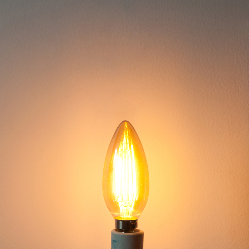 Gold Tint B10 E12 4W LED Vintage Antique Filament Light Bulb, 40W Equivalent, 4-Pack, AC100-130V or 220-240V Gold Tint B10 E12 4W LED Vintage Antique Filament Light Bulb, 40W Equivalent, 4-Pack, AC100-130V or 220-240V